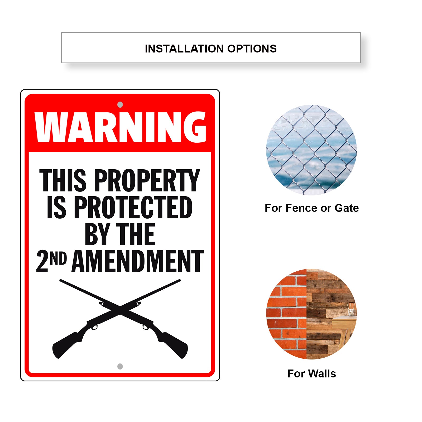 Warning This Property Is Protected By 2nd Amendment Aluminum Metal Sign