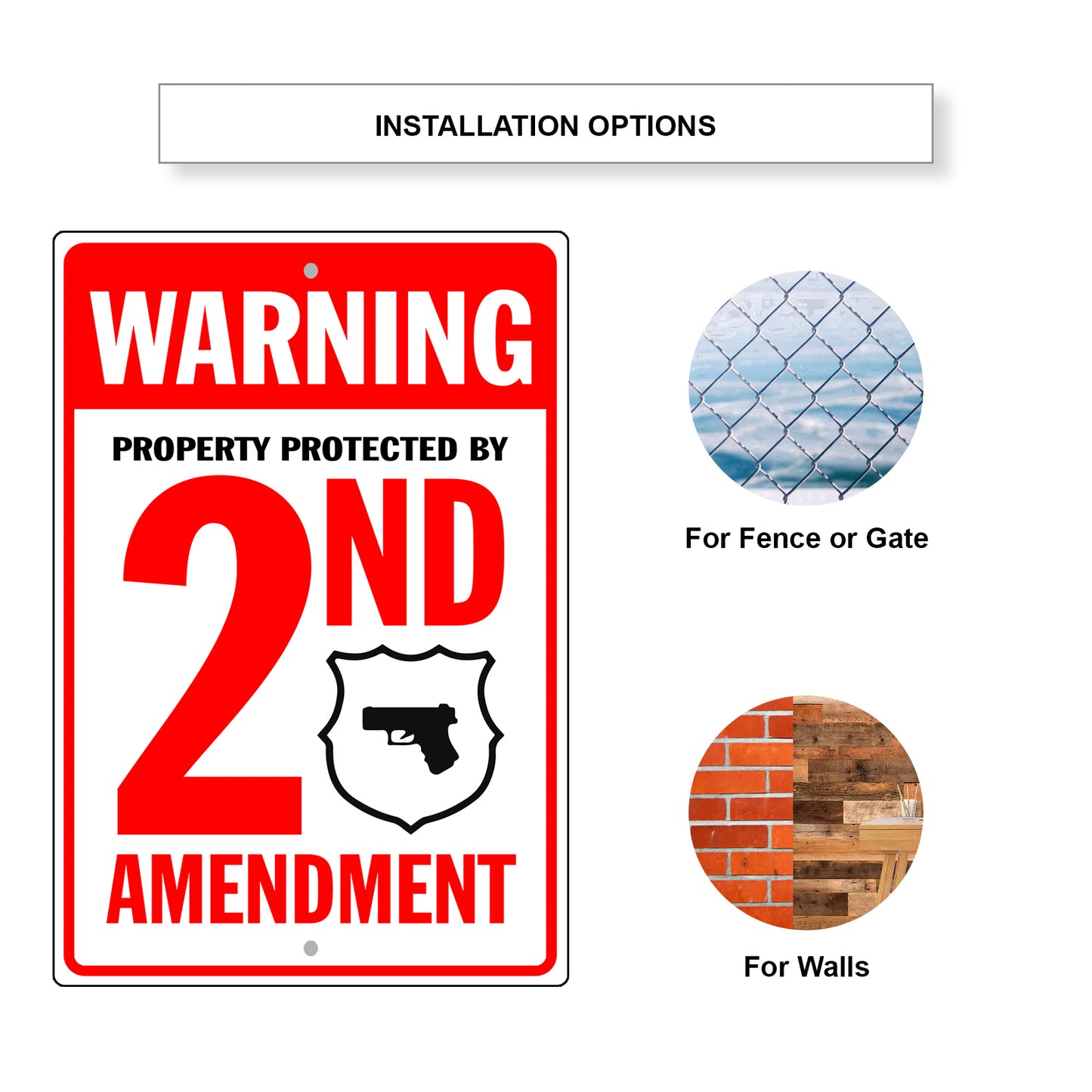 Warning Property Protected By Amendment Aluminum Metal Sign