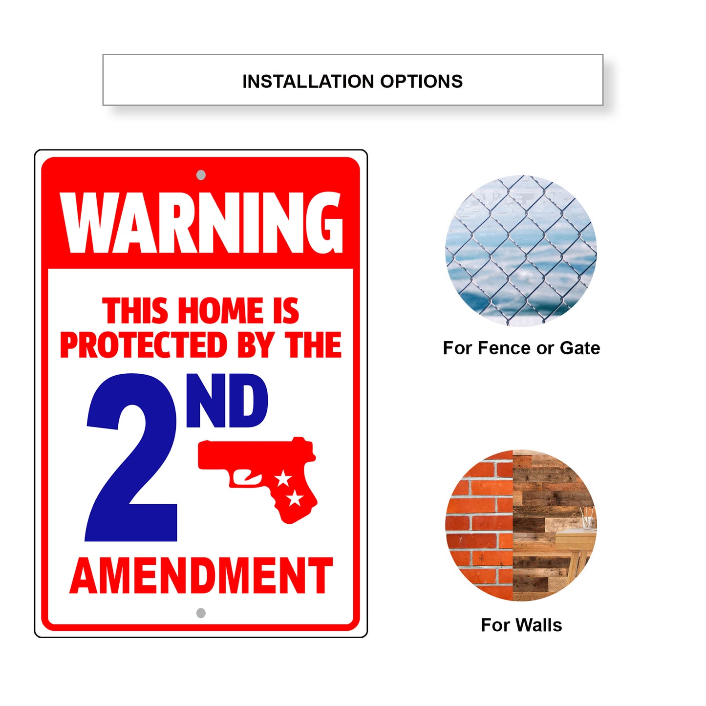 Warning Property Protected By 2nd Amendment Aluminum Metal Sign