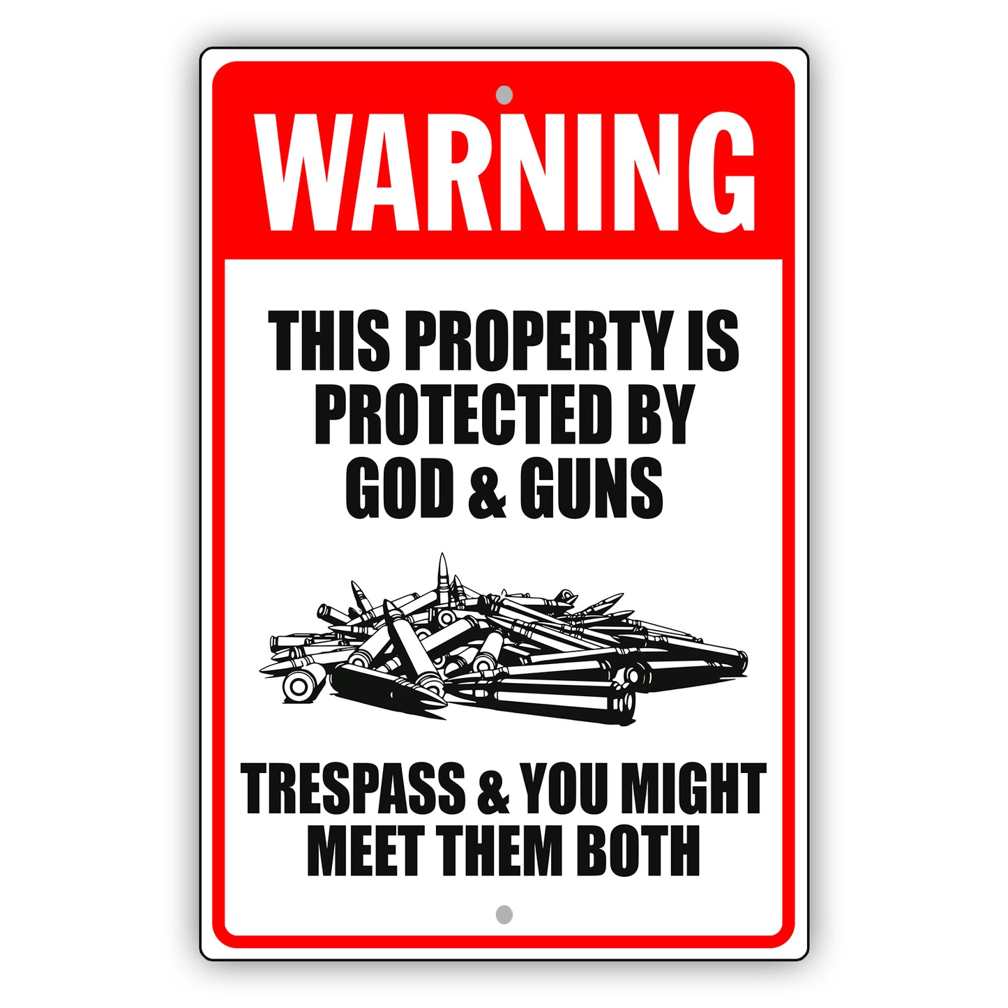 Warning This Property Is Protected By God & Guns Aluminum Metal Sign