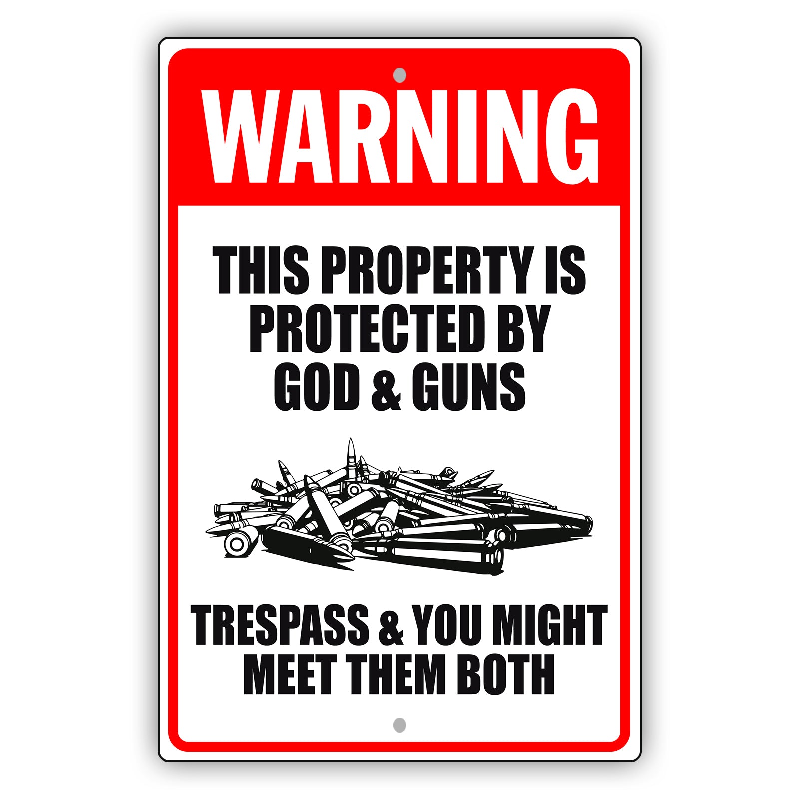 Warning This Property Is Protected By God & Guns Aluminum Metal Sign