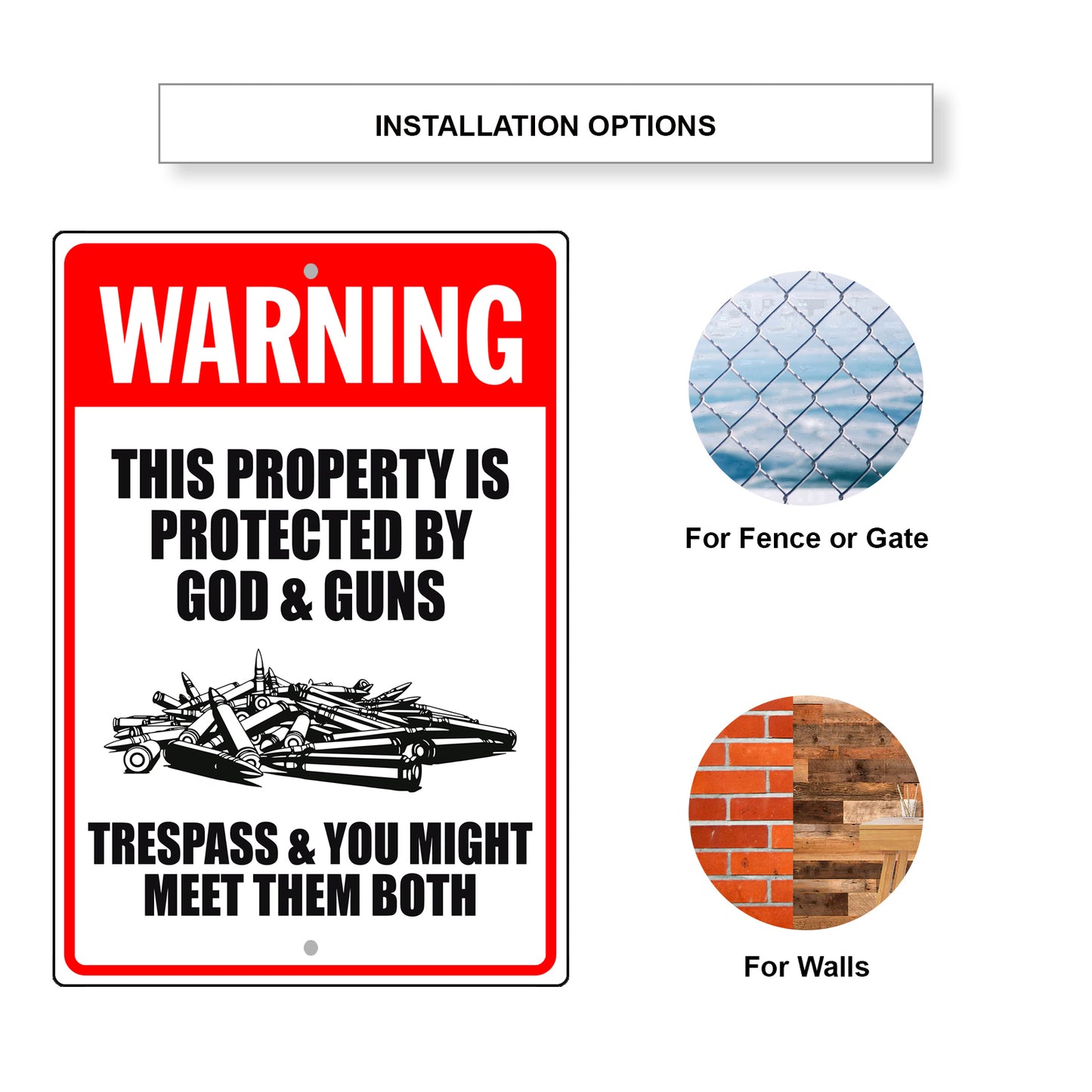 Warning This Property Is Protected By God & Guns Aluminum Metal Sign