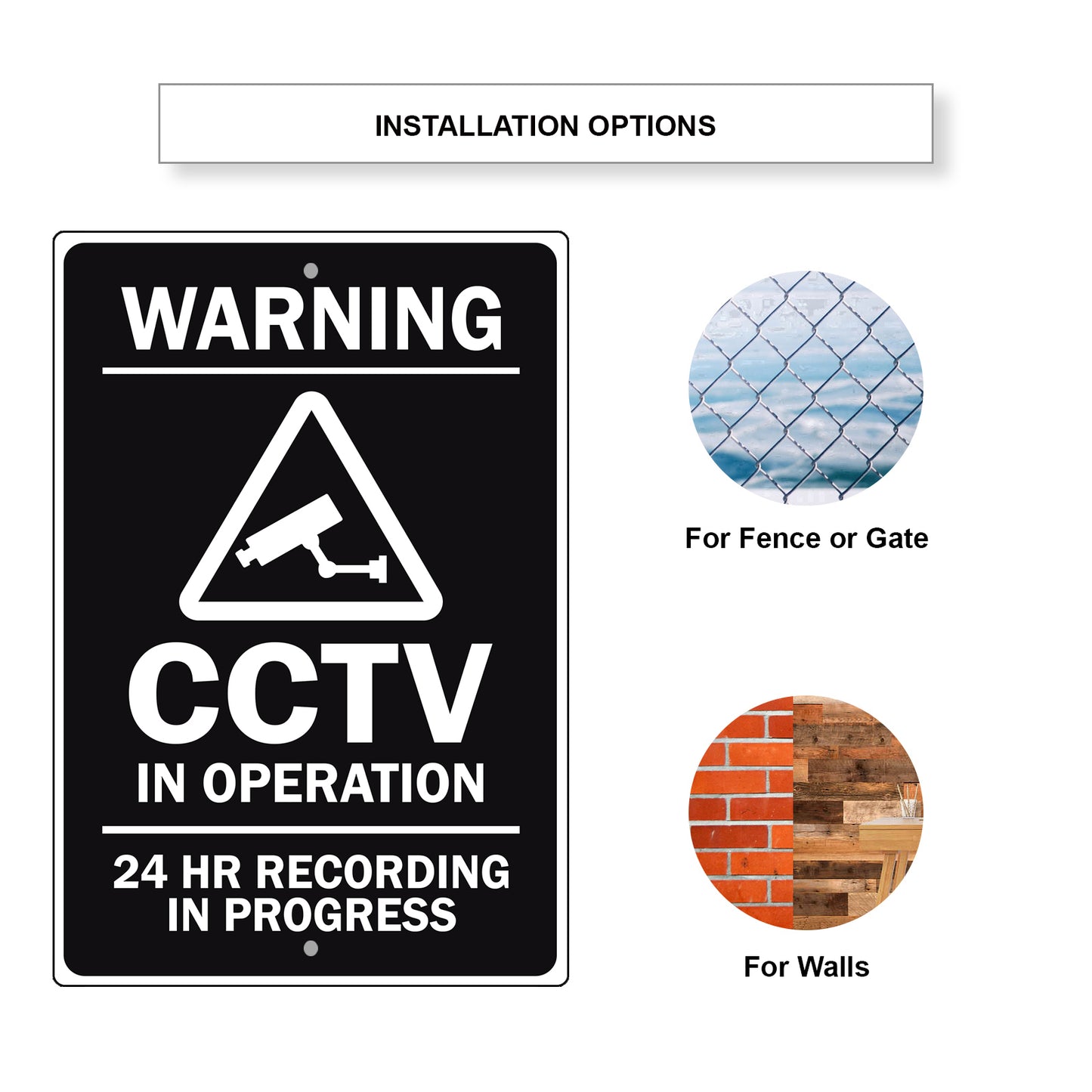 Warning CCTV In operation 24 HR Recording in Progress Aluminum Metal Sign