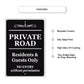 Private Road Resident & Guest Only No Entry Without Permission Aluminum Metal Sign