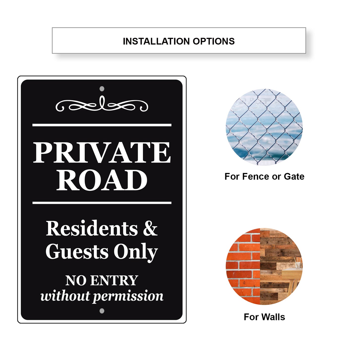 Private Road Resident & Guest Only No Entry Without Permission Aluminum Metal Sign