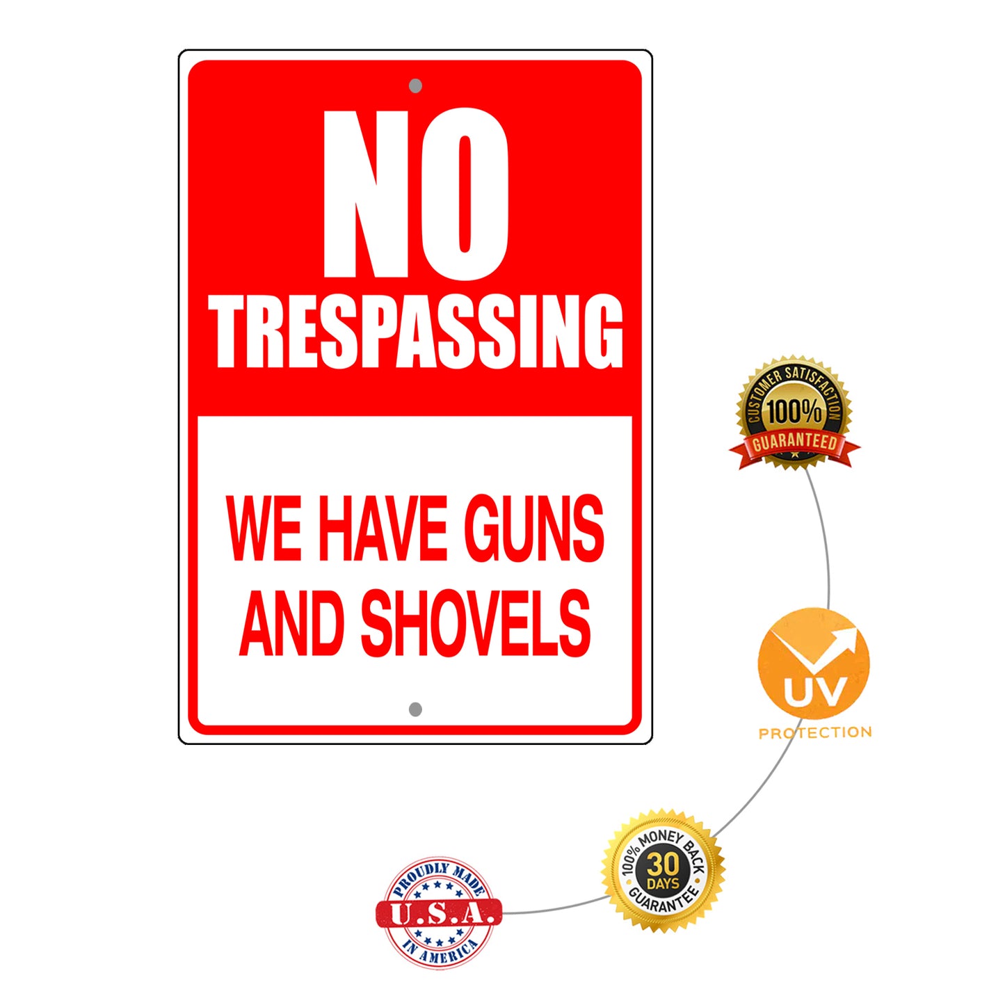 No Trespassing We Have Guns And Shovels Aluminum Metal Sign