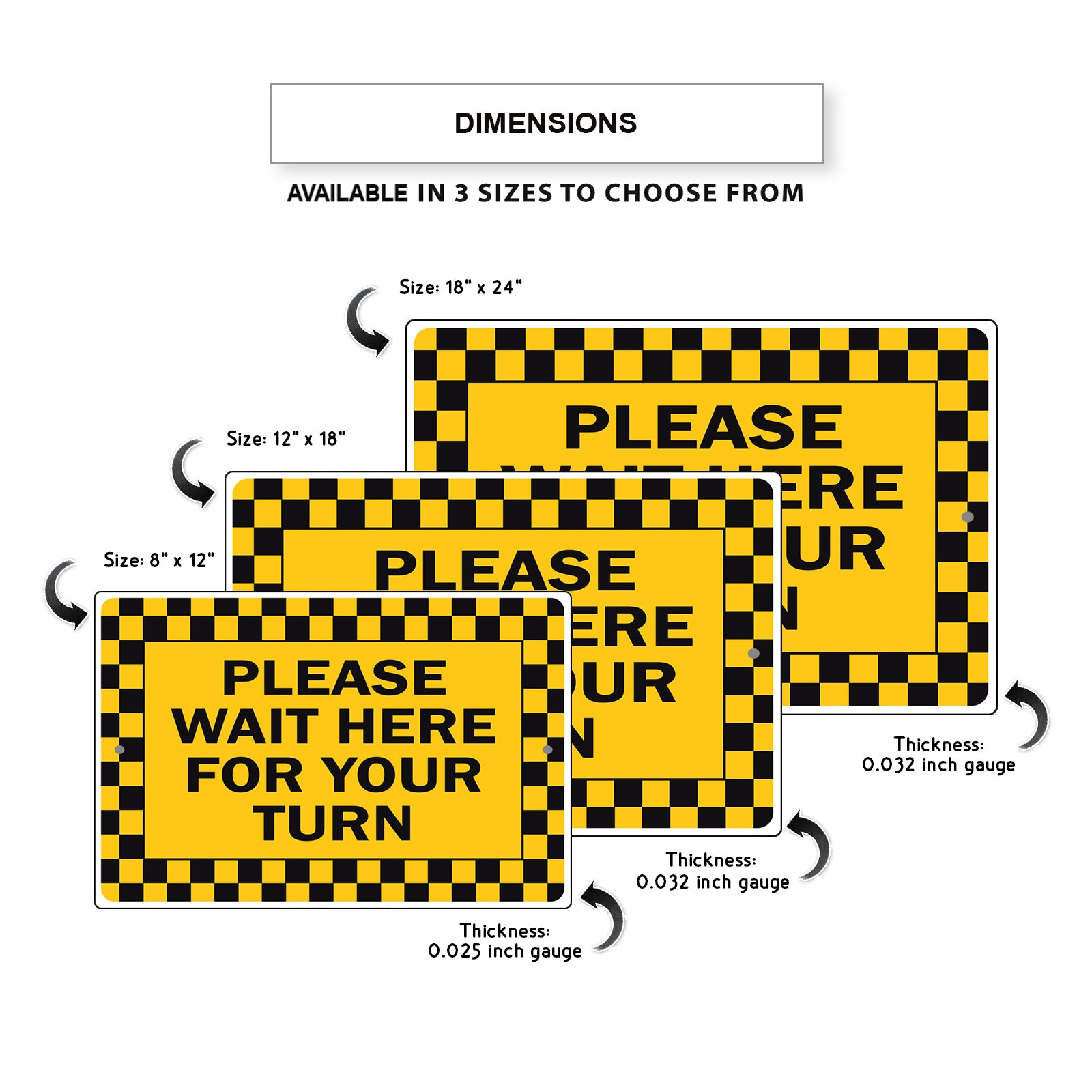 Please Wait Here For Your Turn Aluminum Metal Sign