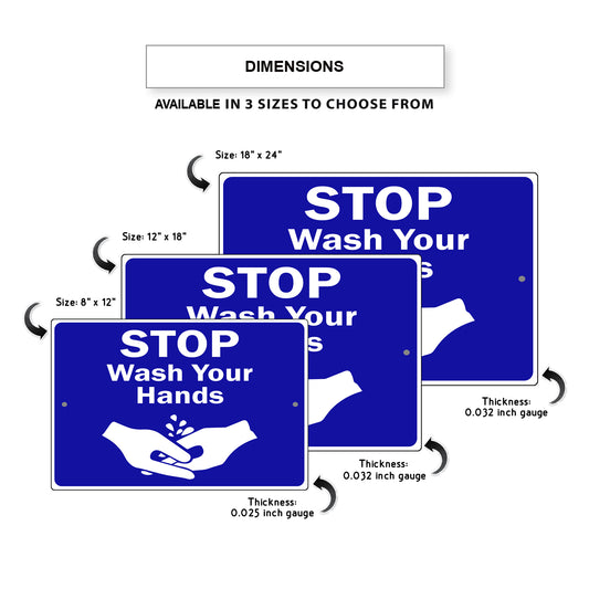 Stop Wash Your Hands Aluminum Sign