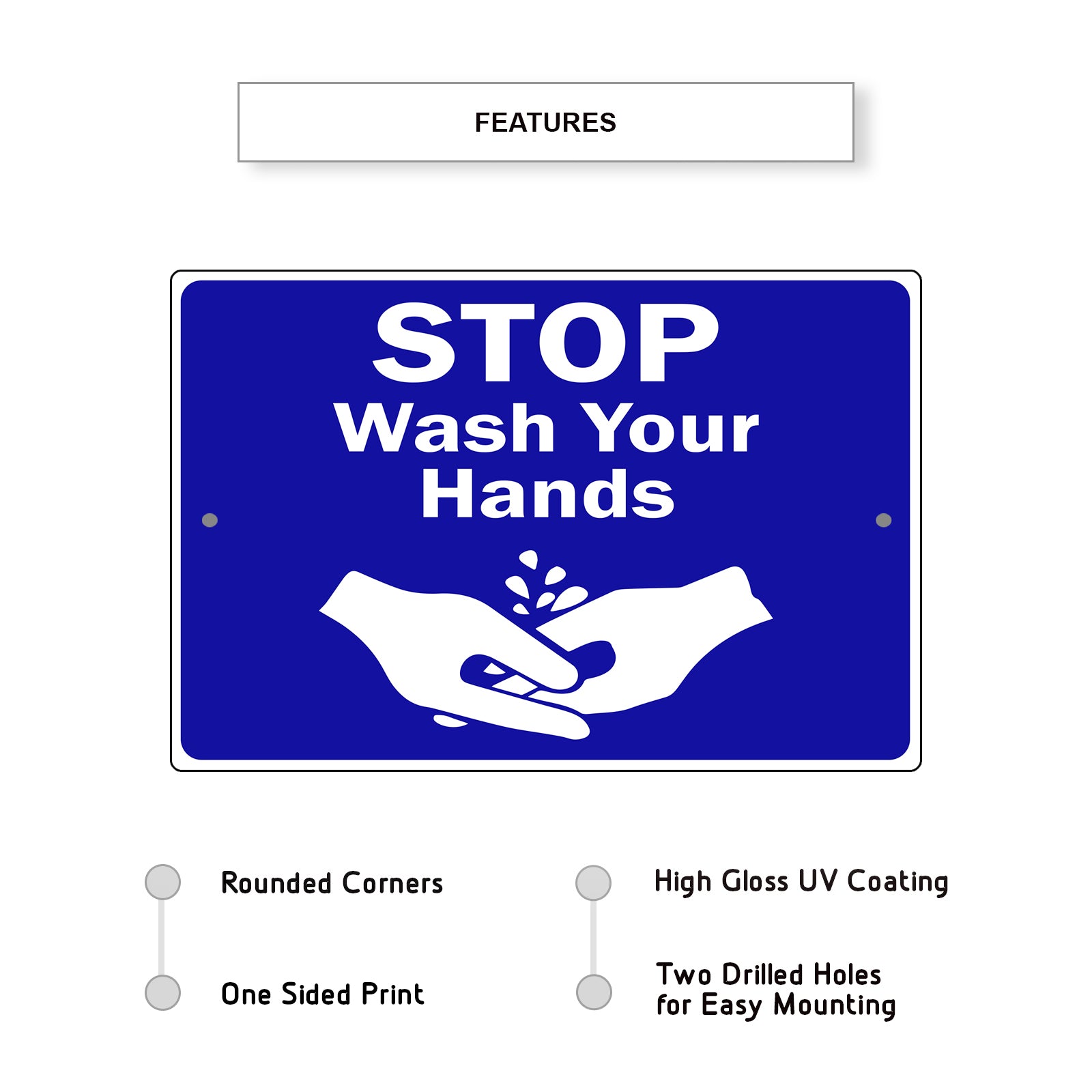 Stop Wash Your Hands Aluminum Sign