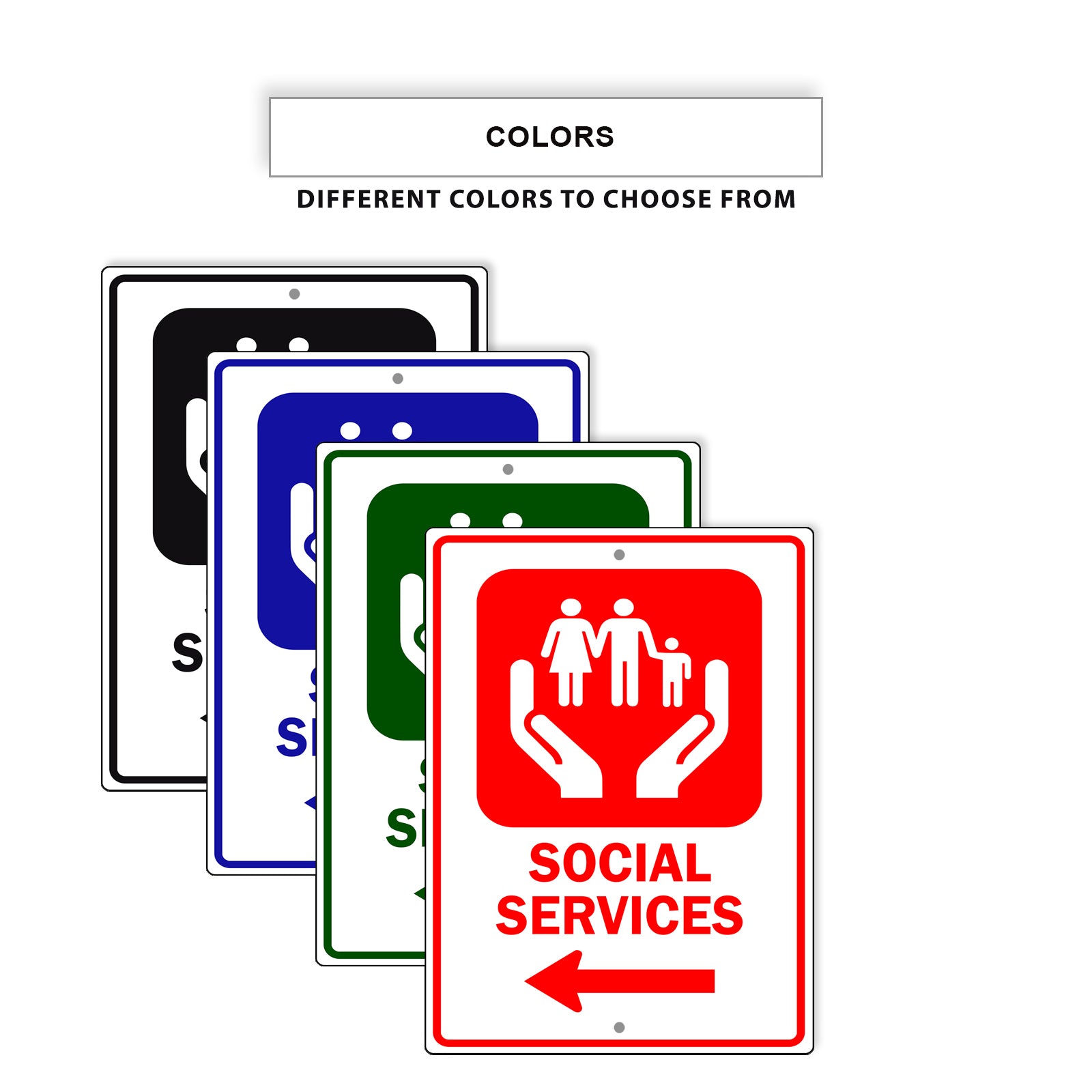 Social Services Left Arrow Aluminum Metal Plate Sign