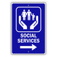 Social Service Aluminum Metal Plate Sign (Blue)
