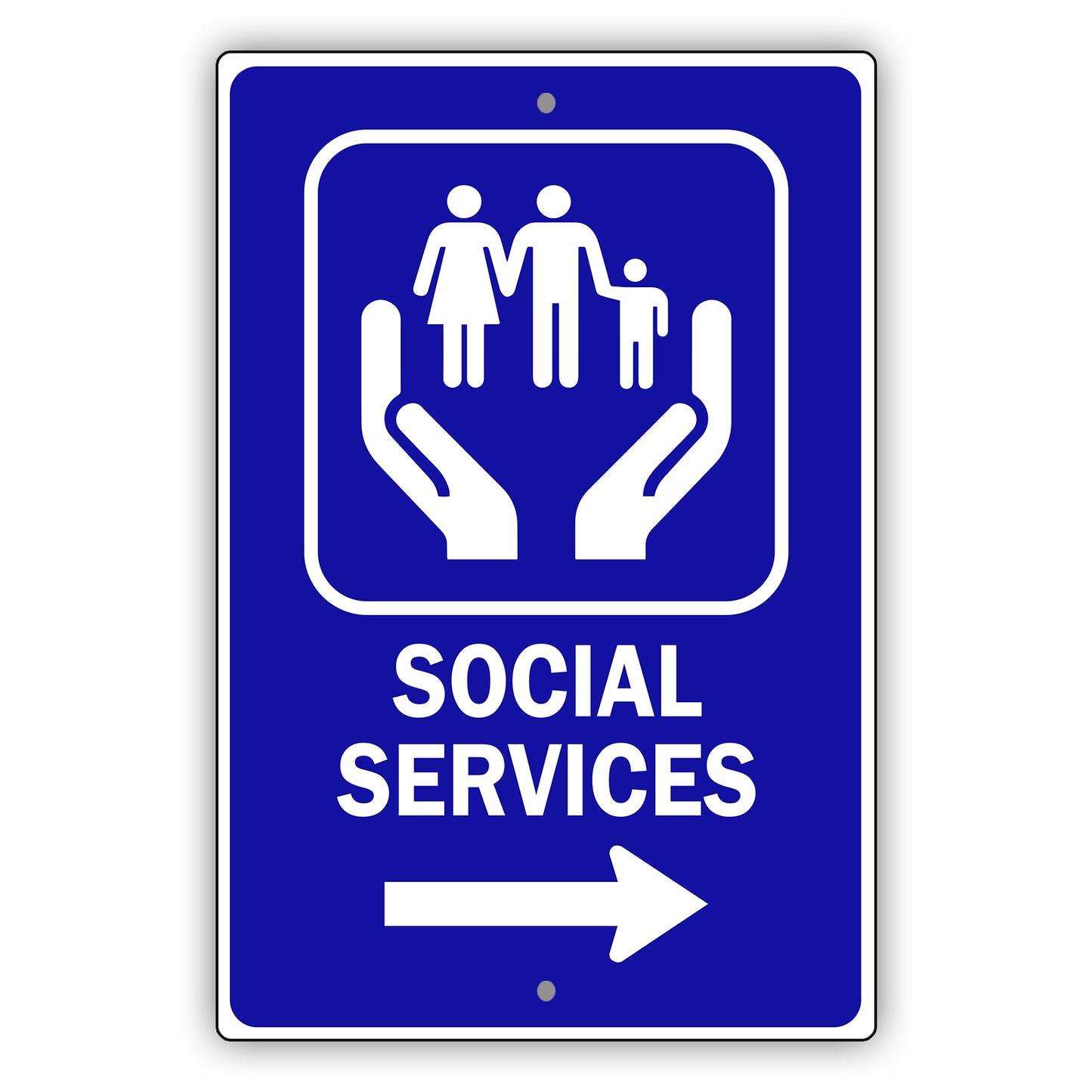 Social Service Aluminum Metal Plate Sign (Blue)