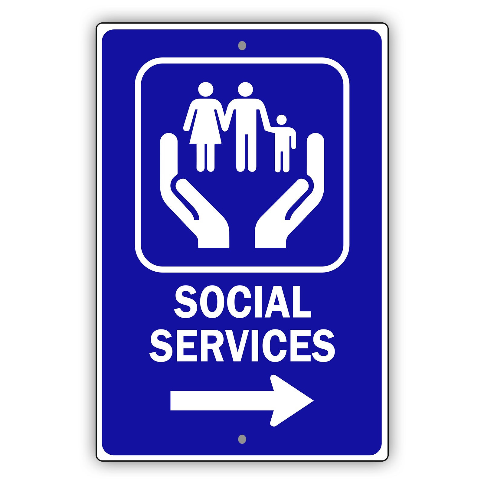 Social Service Aluminum Metal Plate Sign (Blue)