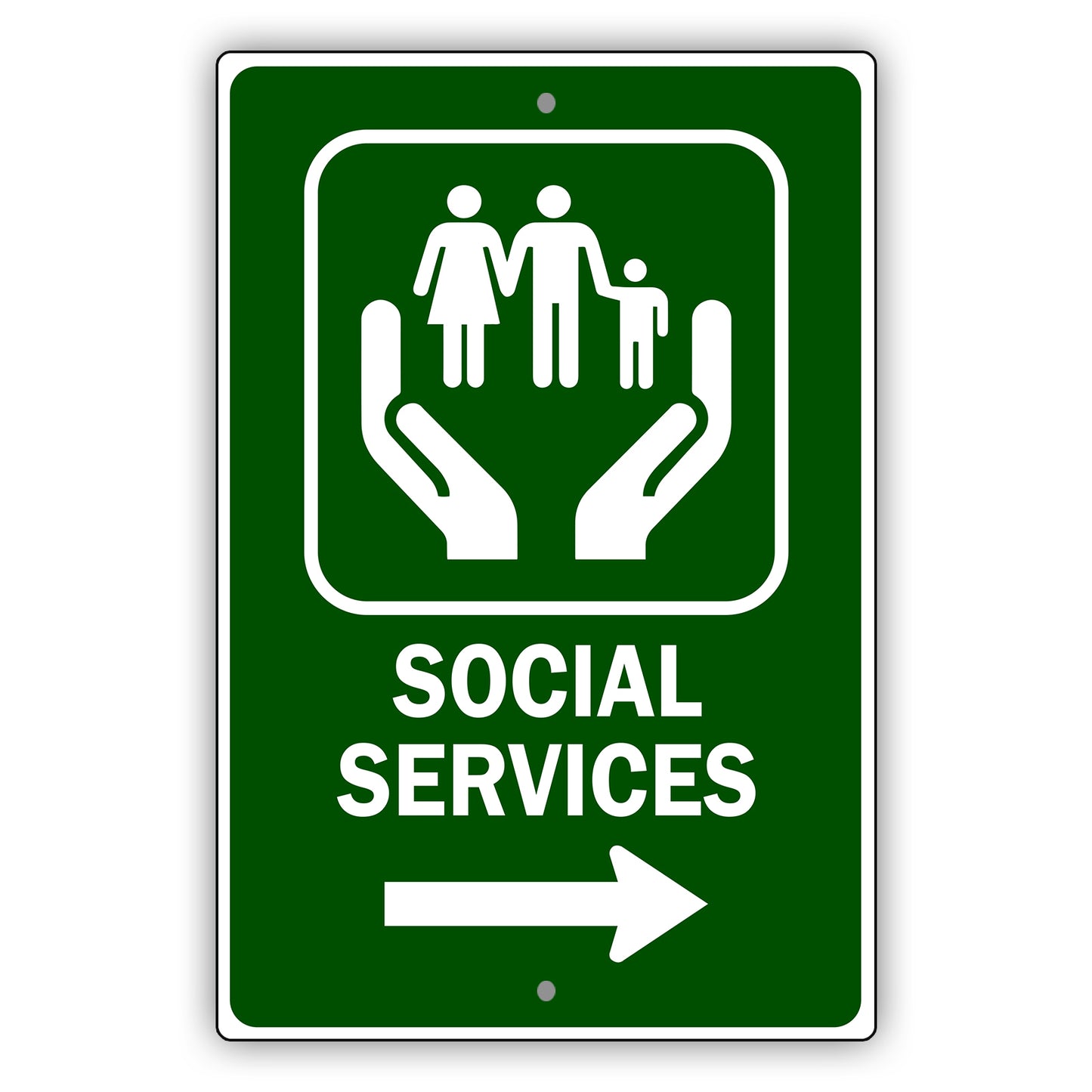Social Service Aluminum Metal Plate Sign (Green)