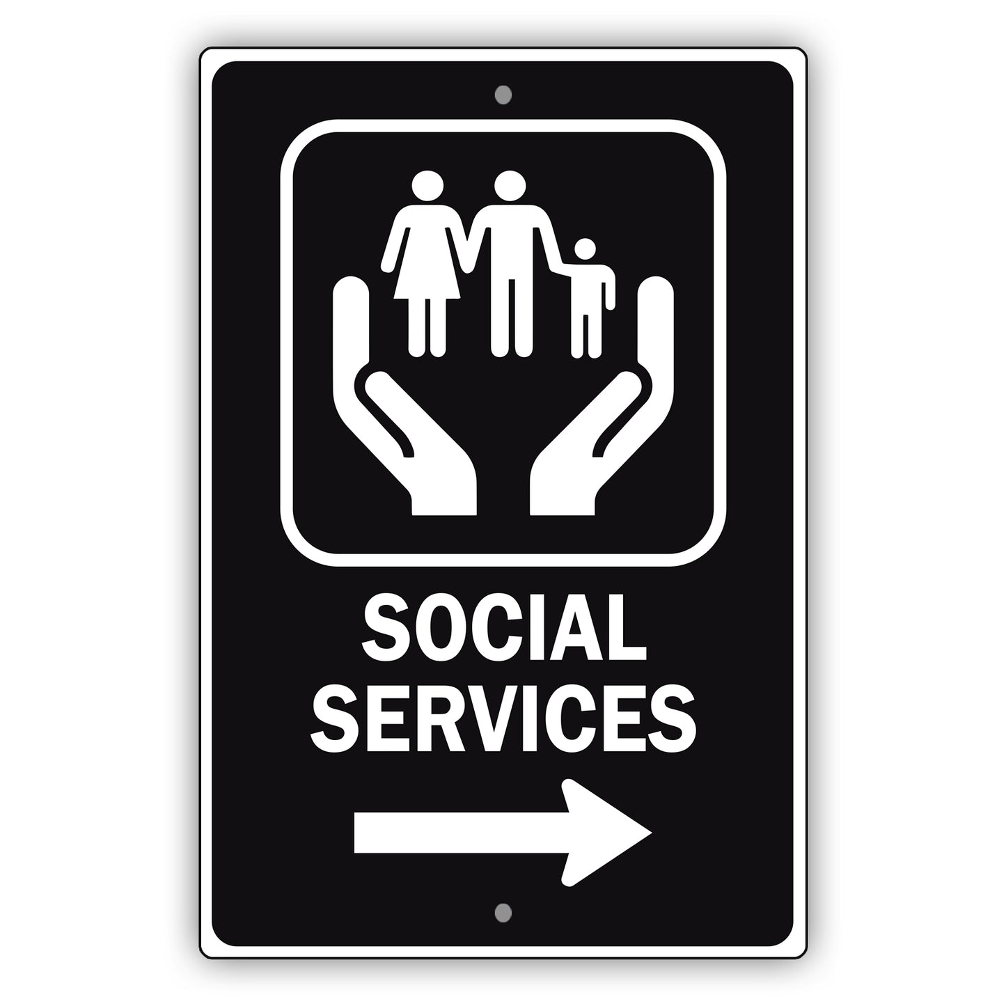 Social Service Aluminum Metal Plate Sign (Black)