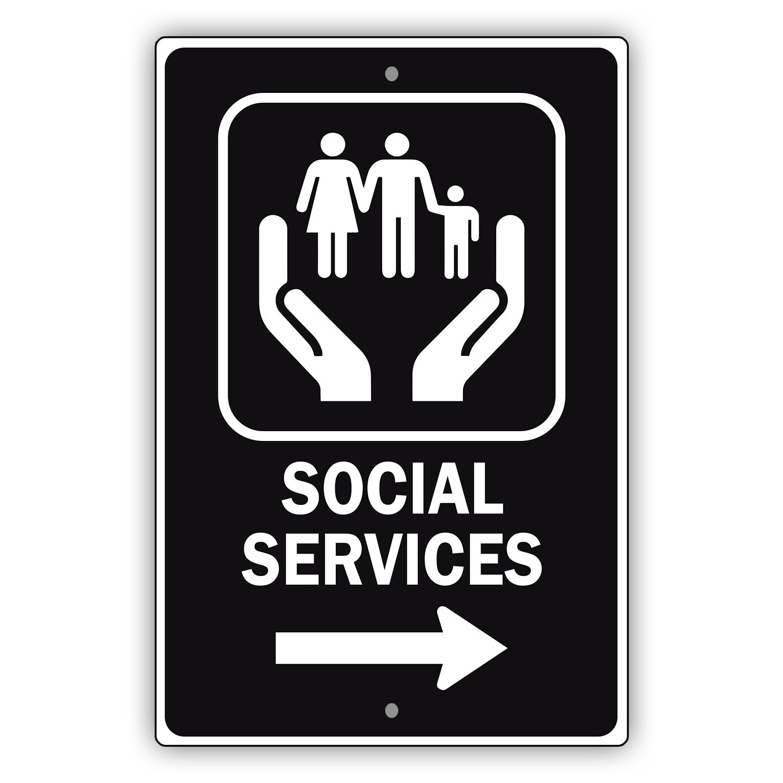 Social Service Aluminum Metal Plate Sign (Black)
