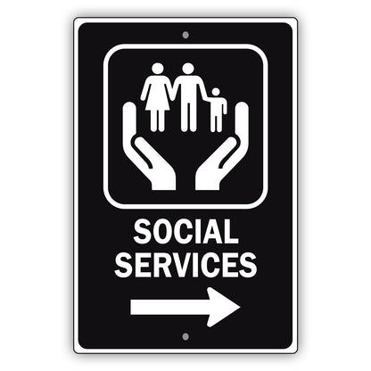 Social Service Aluminum Metal Plate Sign (Black)