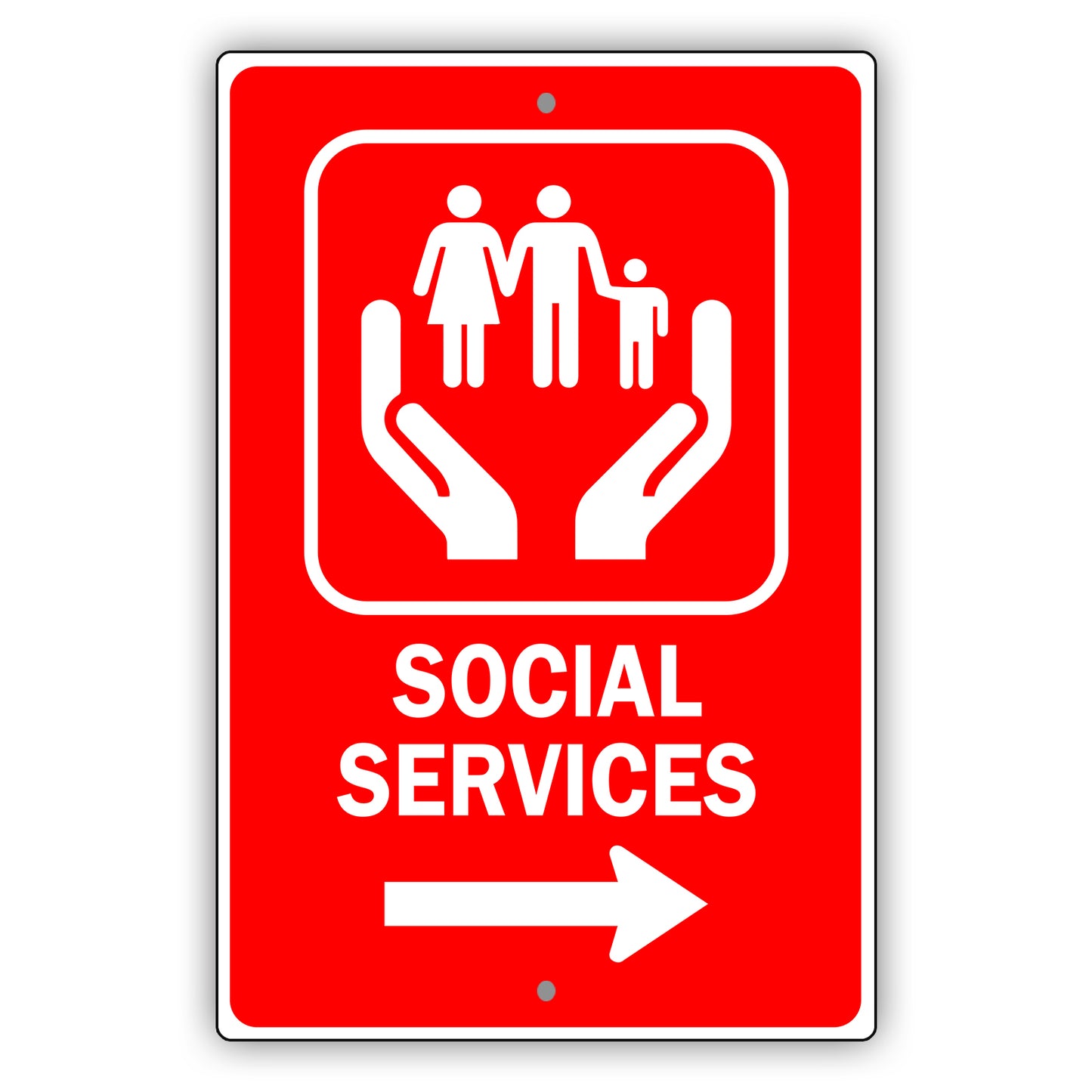 Social Service Aluminum Metal Plate Sign (Red)
