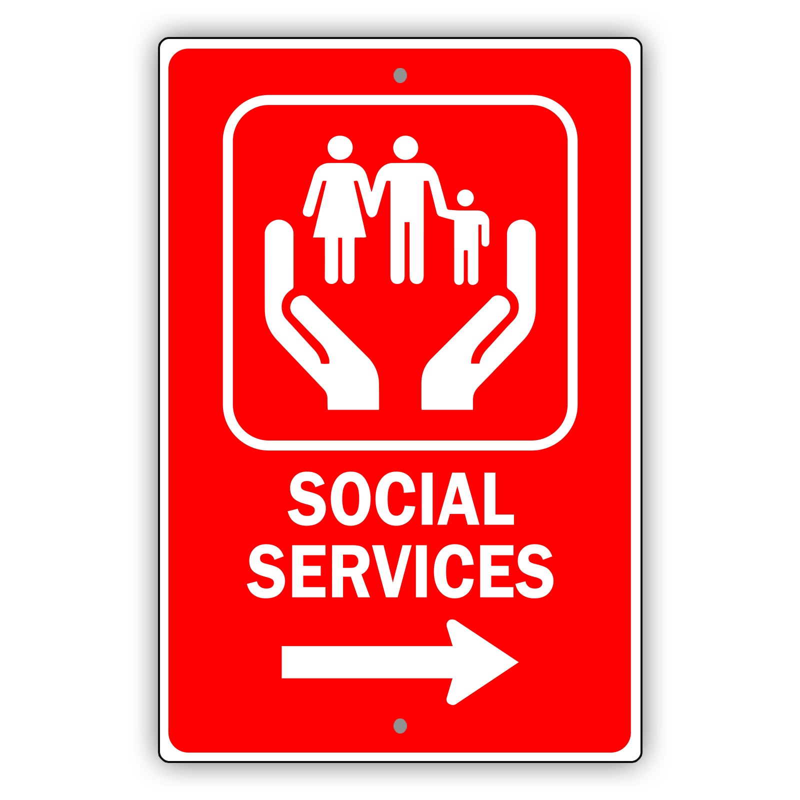 Social Service Aluminum Metal Plate Sign (Red)