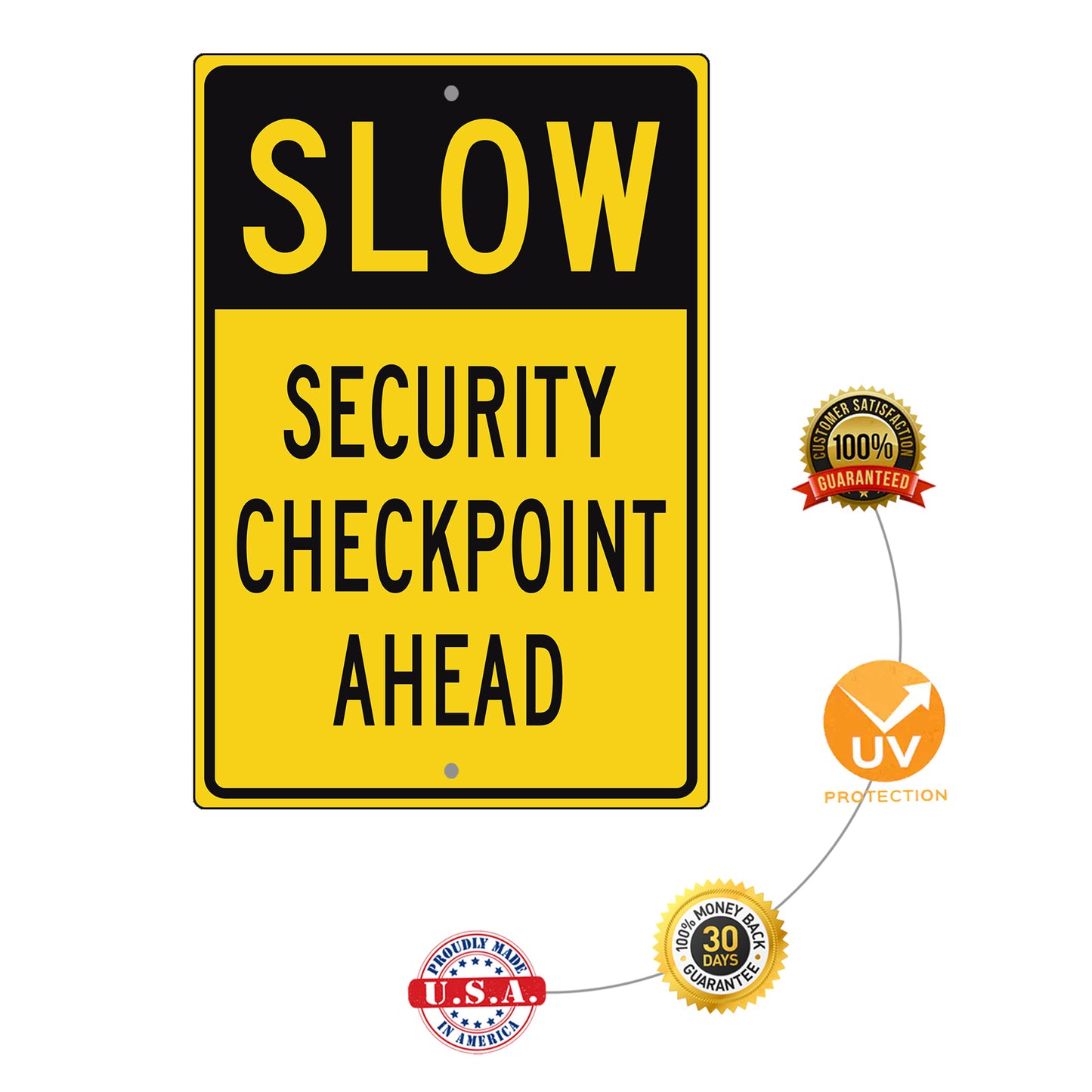 Slow Security Checkpoint Ahead Aluminum Metal Sign