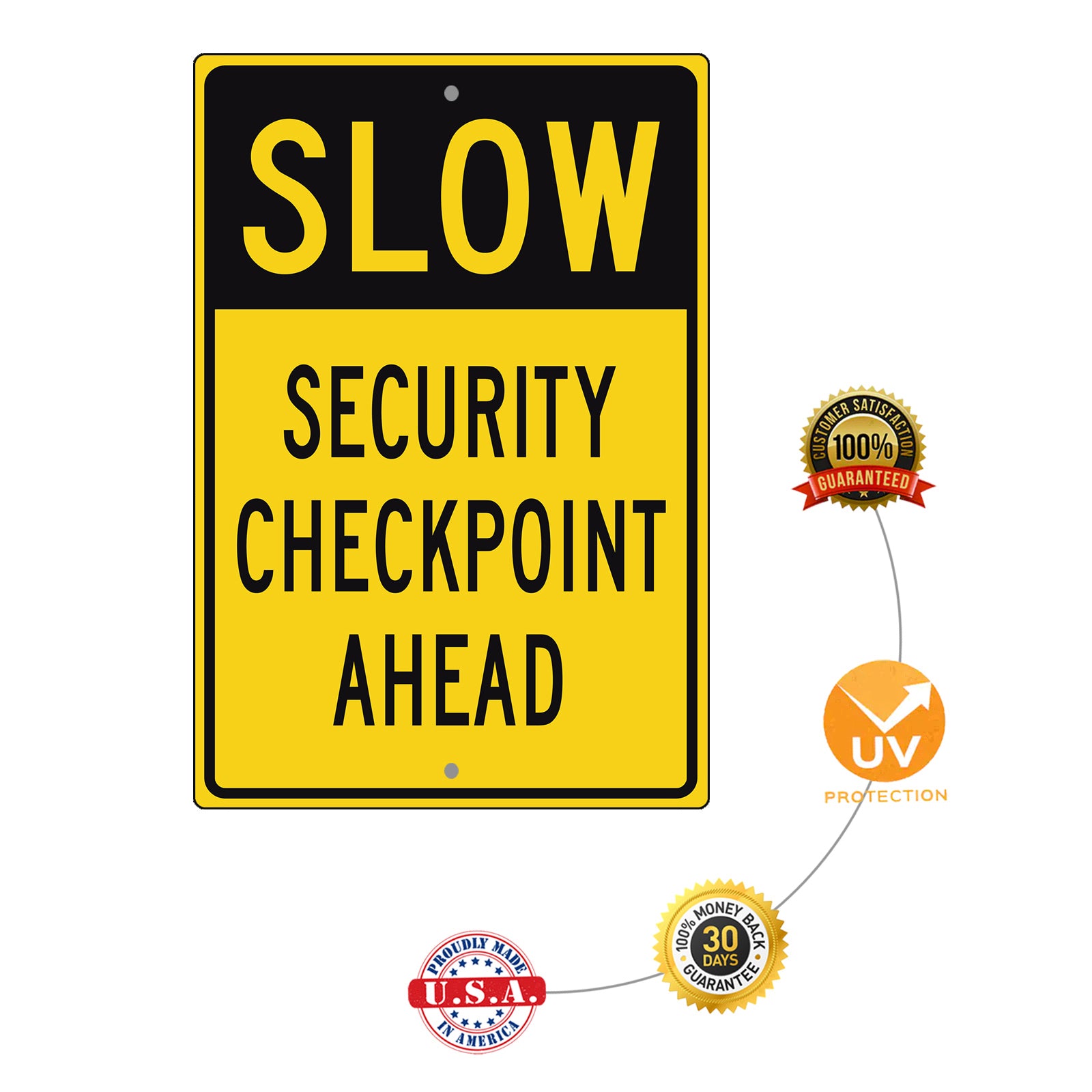 Slow Security Checkpoint Ahead Aluminum Metal Sign