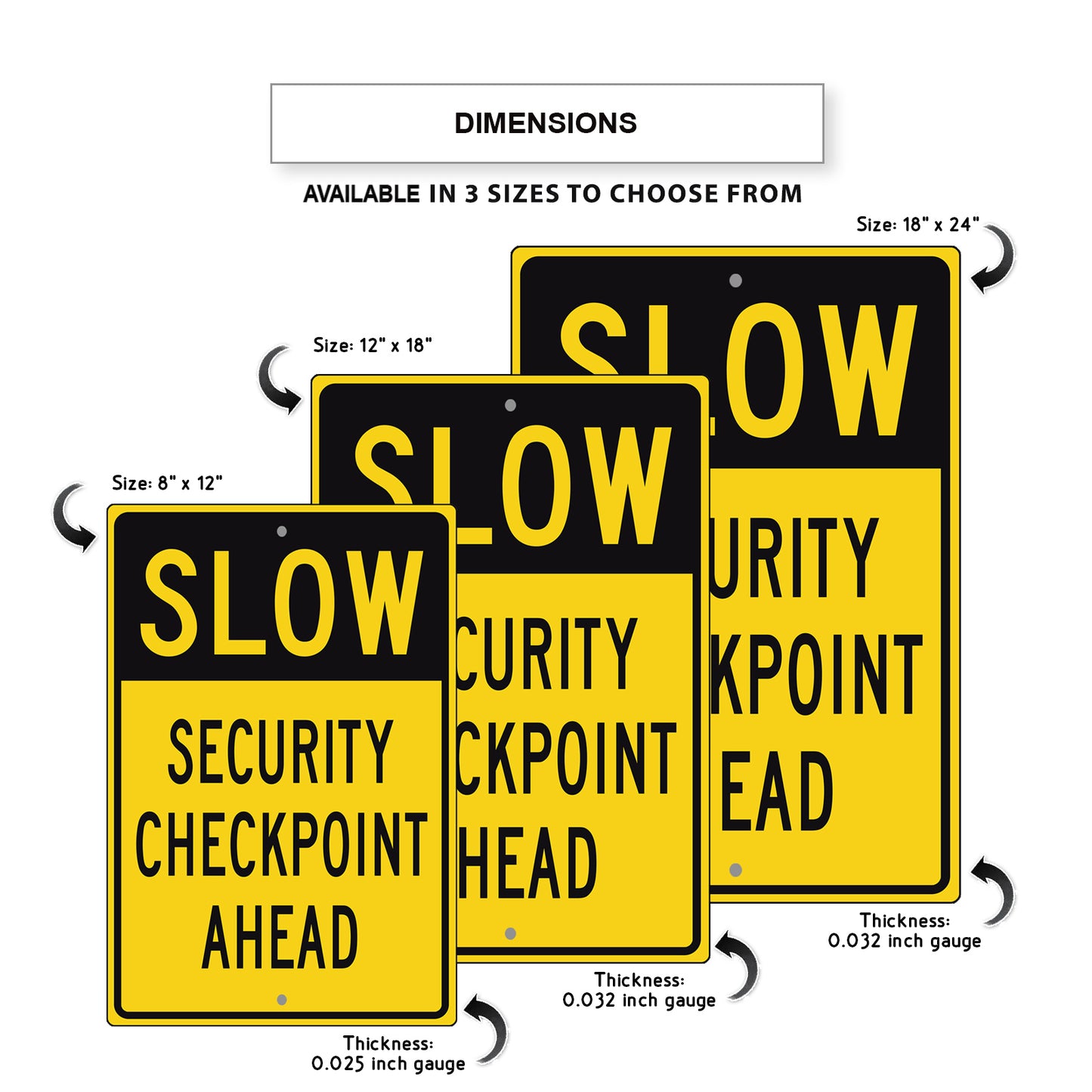 Slow Security Checkpoint Ahead Aluminum Metal Sign