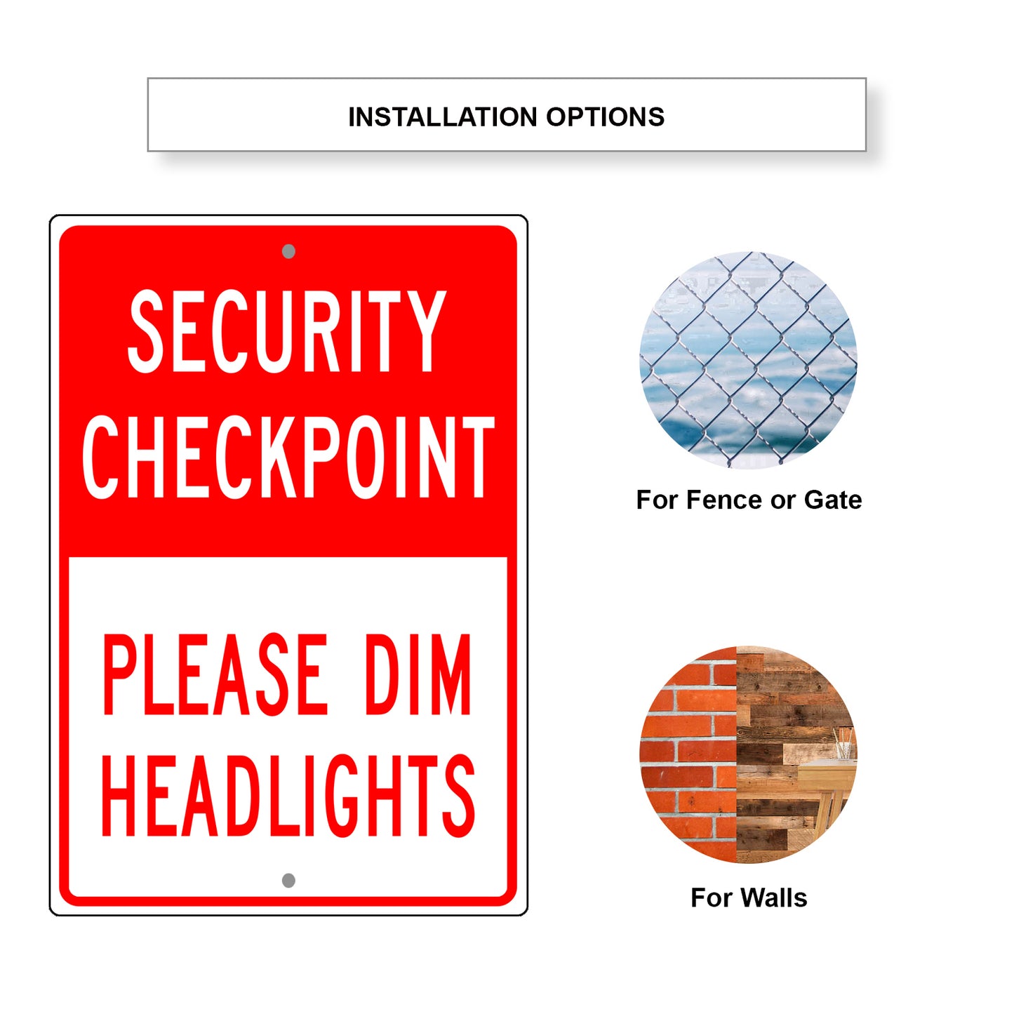 Security Checkpoint Please Dim Headlights Aluminum Metal Sign