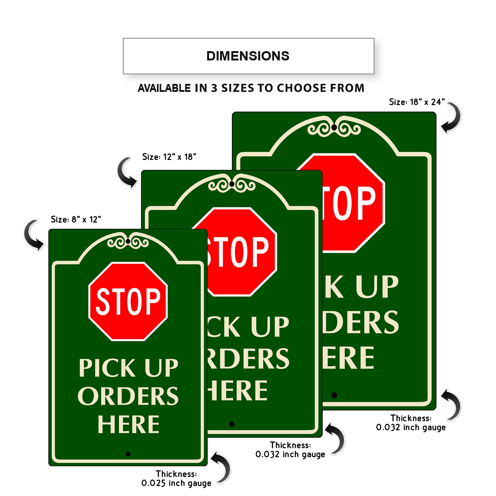Stop Pick Up Orders Here Aluminum Metal Sign