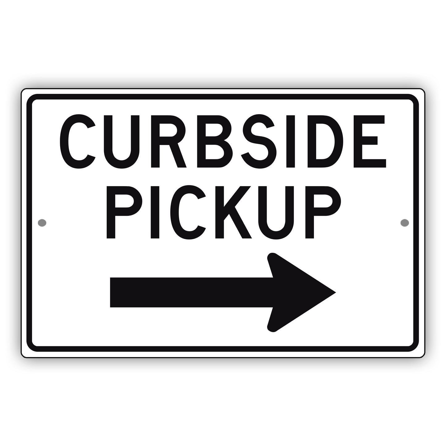 Curbside Pickup Right Arrow Aluminum Metal Plate Sign (Black)