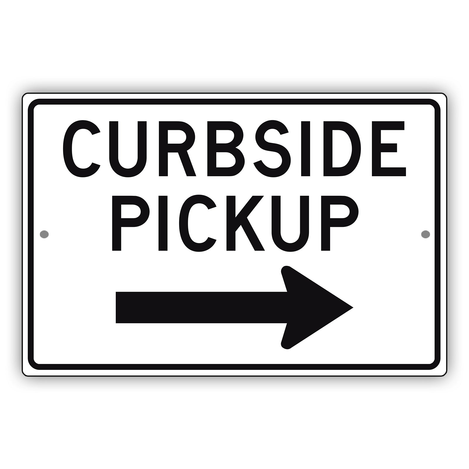 Curbside Pickup Right Arrow Aluminum Metal Plate Sign (Black)