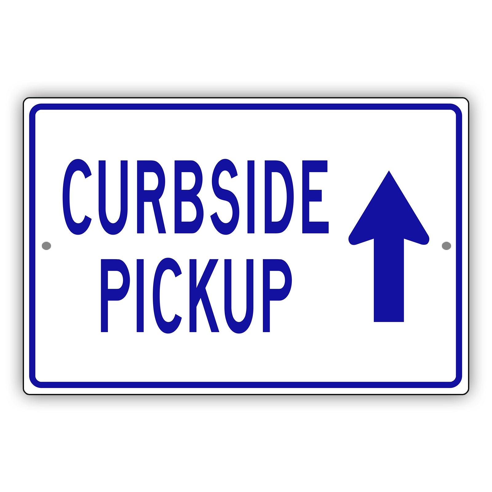 Curbside Pickup Aluminum Metal Sign (Blue)