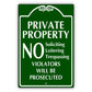 Private Property Violator Will Be Prosecuted Aluminum Metal Plate Sign (Green)