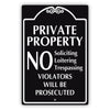 Private Property Violator Will Be Prosecuted Aluminum Metal Plate Sign (Black)