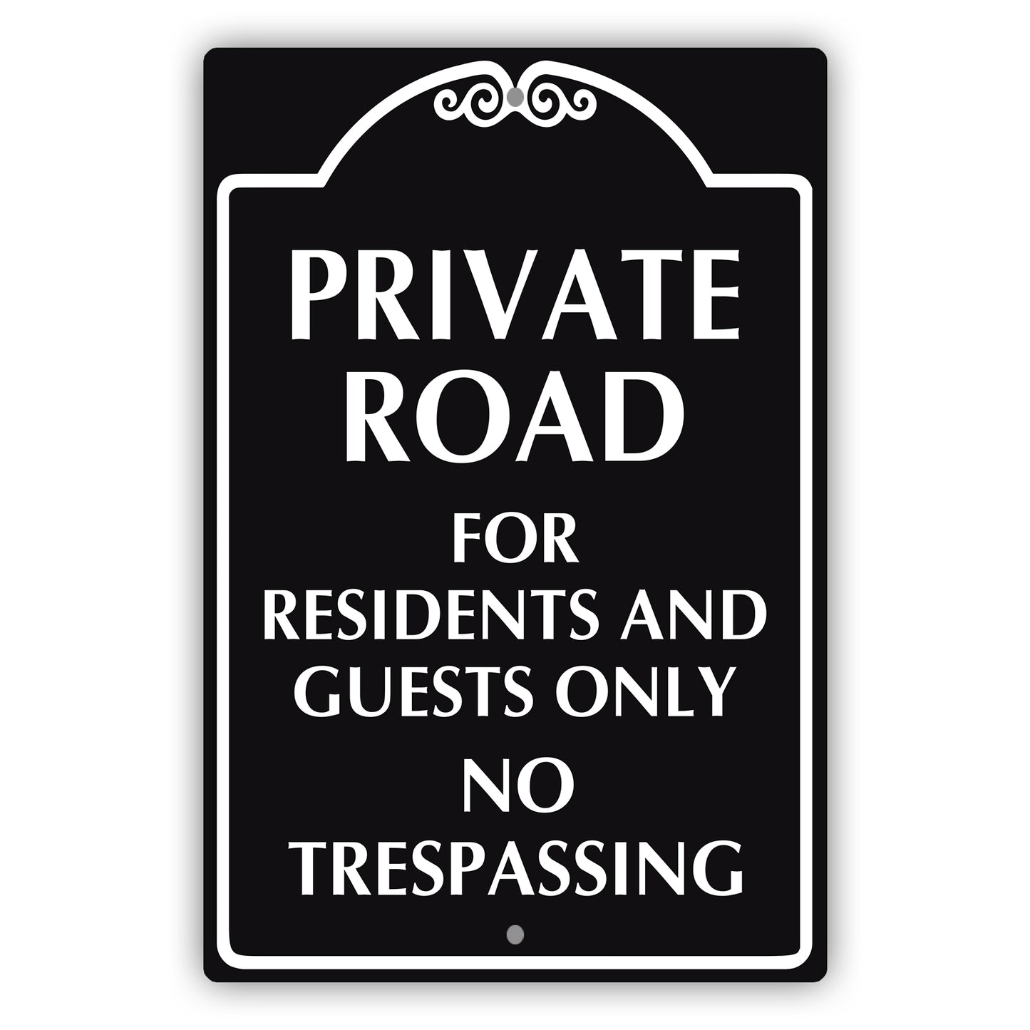 Private Road For Residents And Guest Only No Trespassing Aluminum Metal Plate Sign