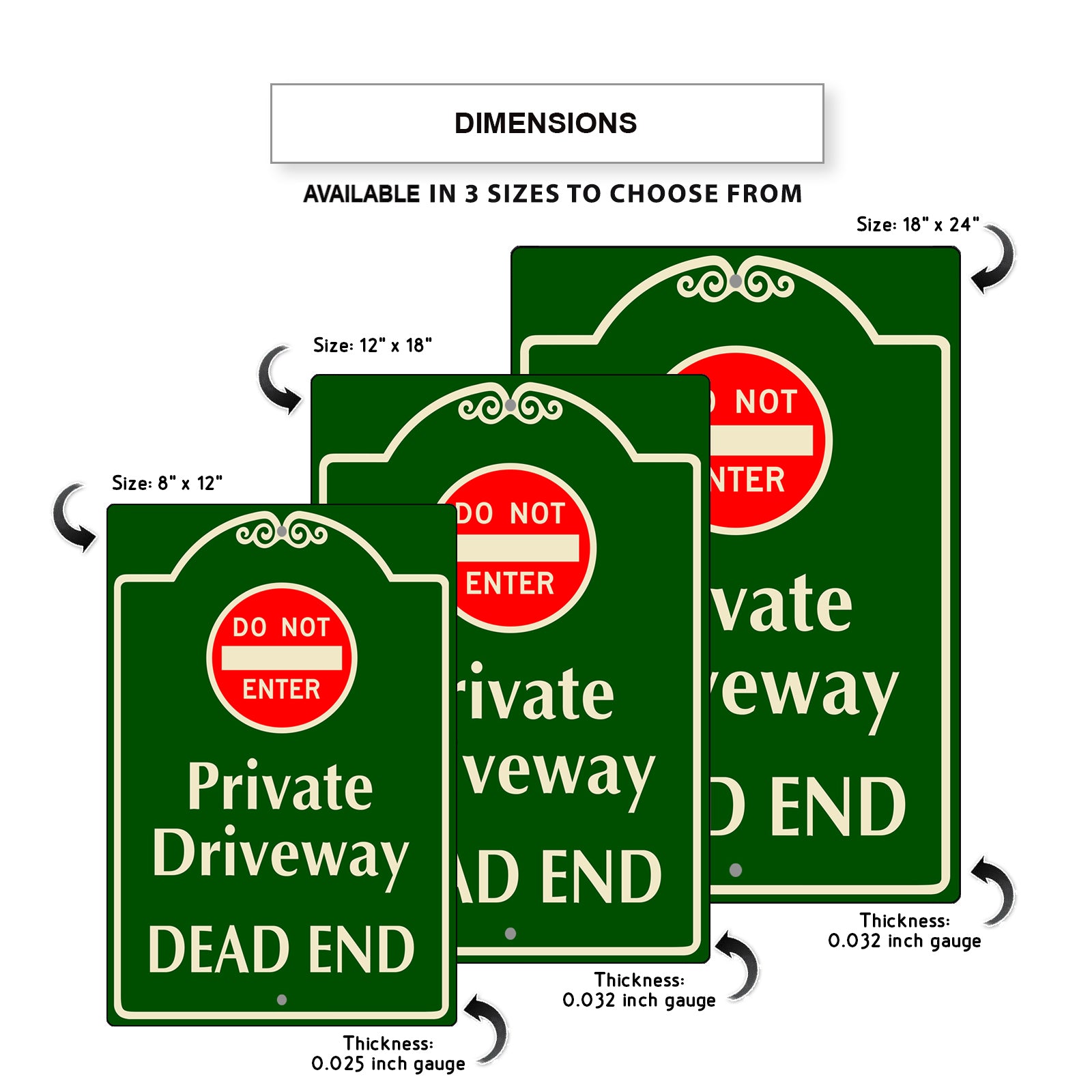 Do Not Enter Private Driveway Dead End Aluminum Sign