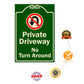 Private Driveway No Turn Around Aluminum Metal Sign
