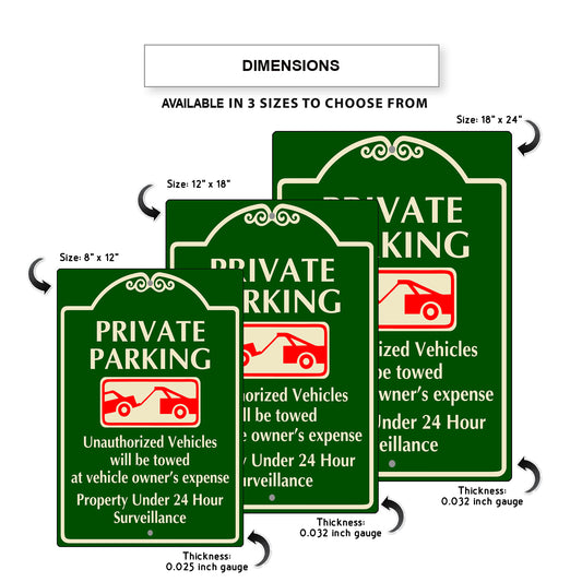 Private Parking Unauthorize Vehicle Will Be Towed at vehicle owner's Aluminum Sign