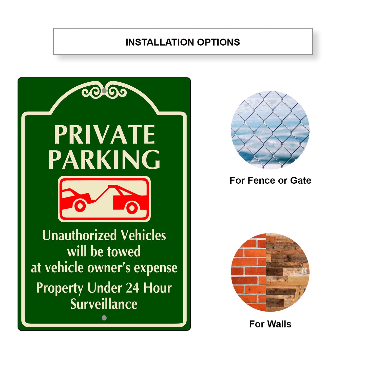 Private Parking Unauthorize Vehicle Will Be Towed at vehicle owner's Aluminum Sign