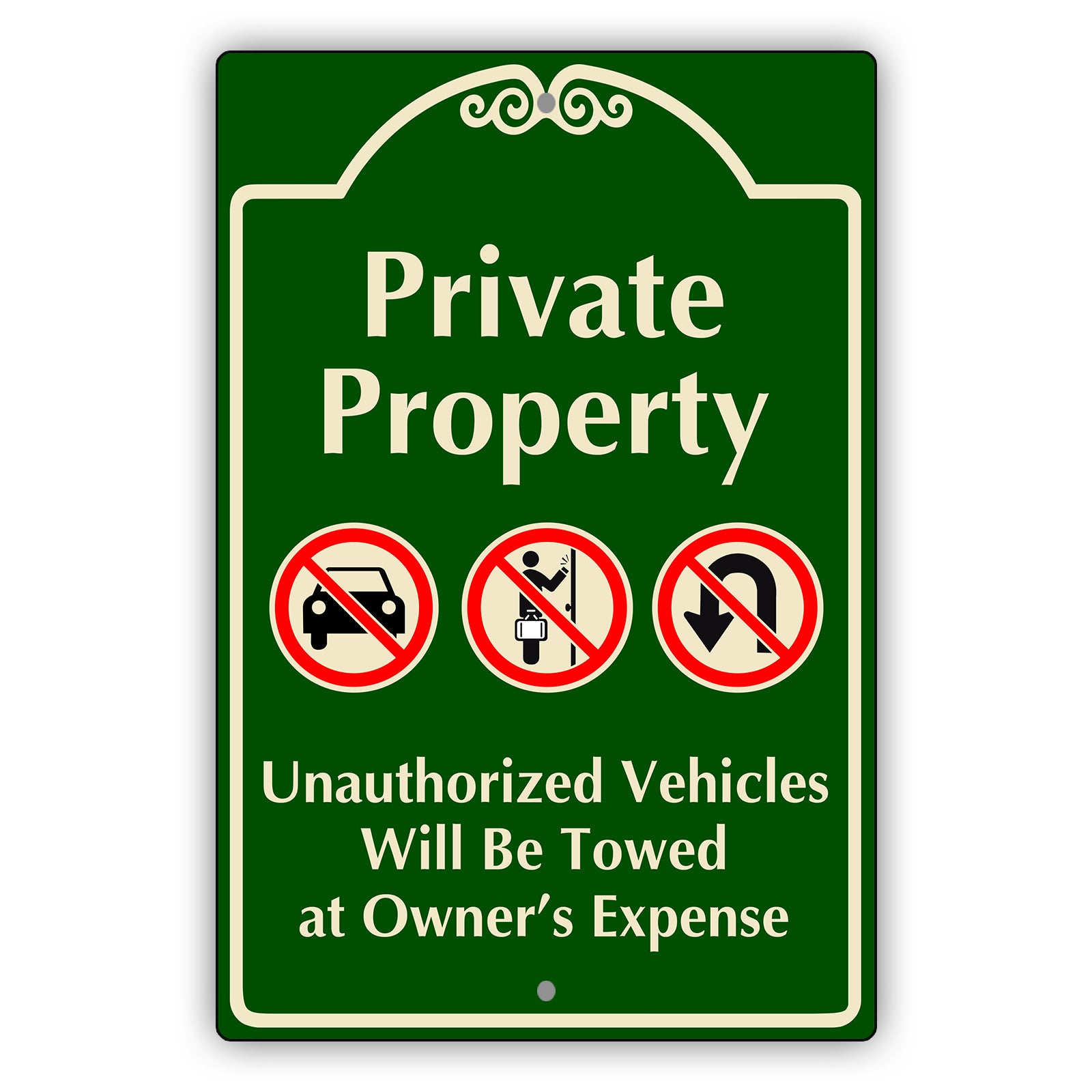 Private Property Unauthorize Vehicle Will Be Towed Aluminum Metal Sign