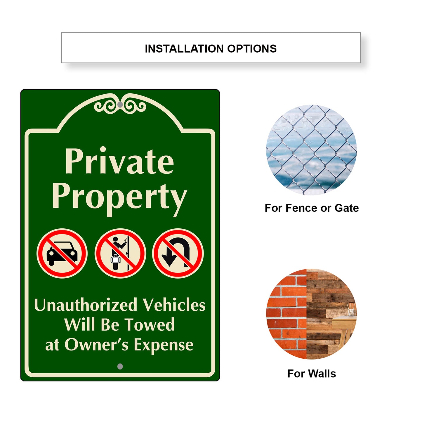 Private Property Unauthorize Vehicle Will Be Towed Aluminum Metal Sign