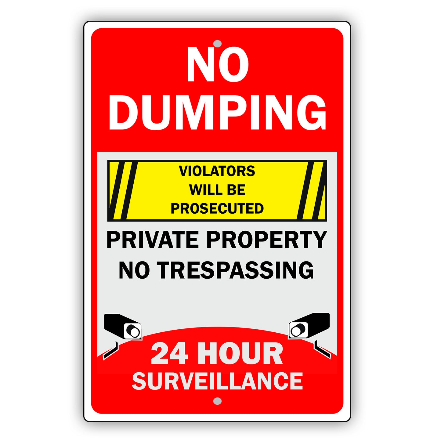 No Dumping Violations will Be Prosecuted Private Property Aluminum Metal Sign