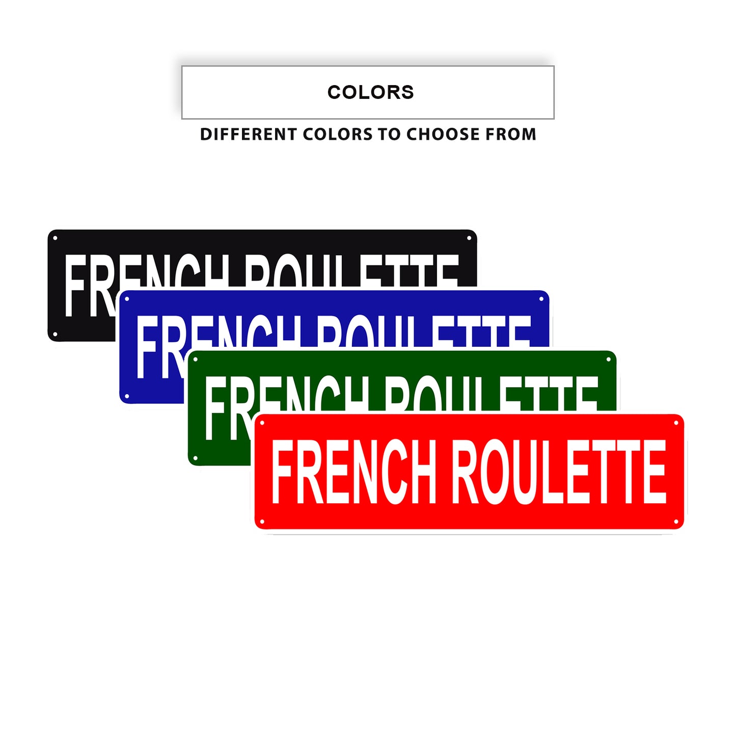 French Roulette Country City Flag Aluminum Metal Sign Black
