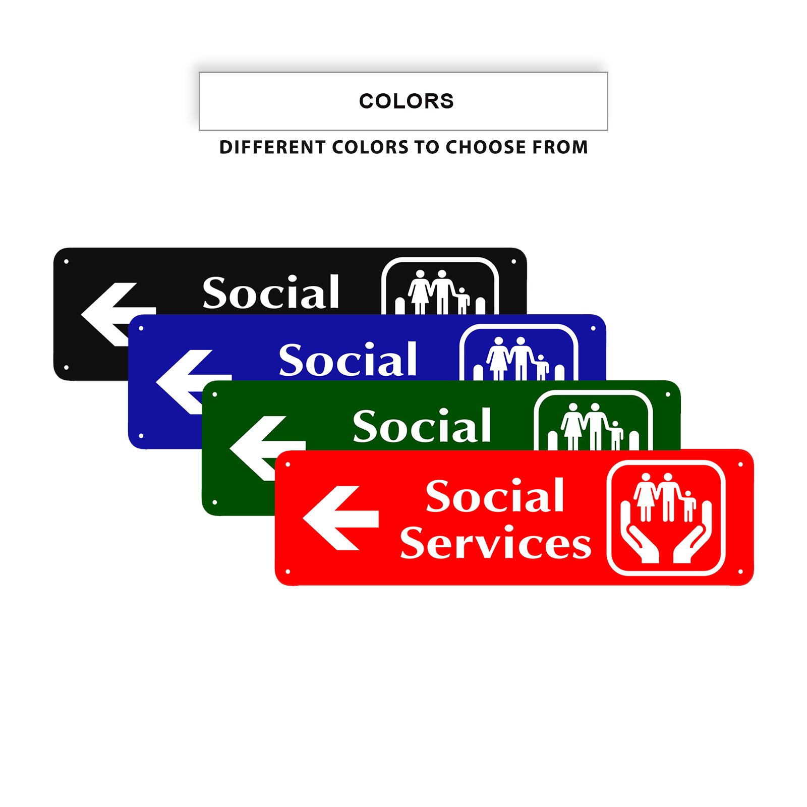 Social Service Left Arrow Aluminum Street Sign – Sign Fever