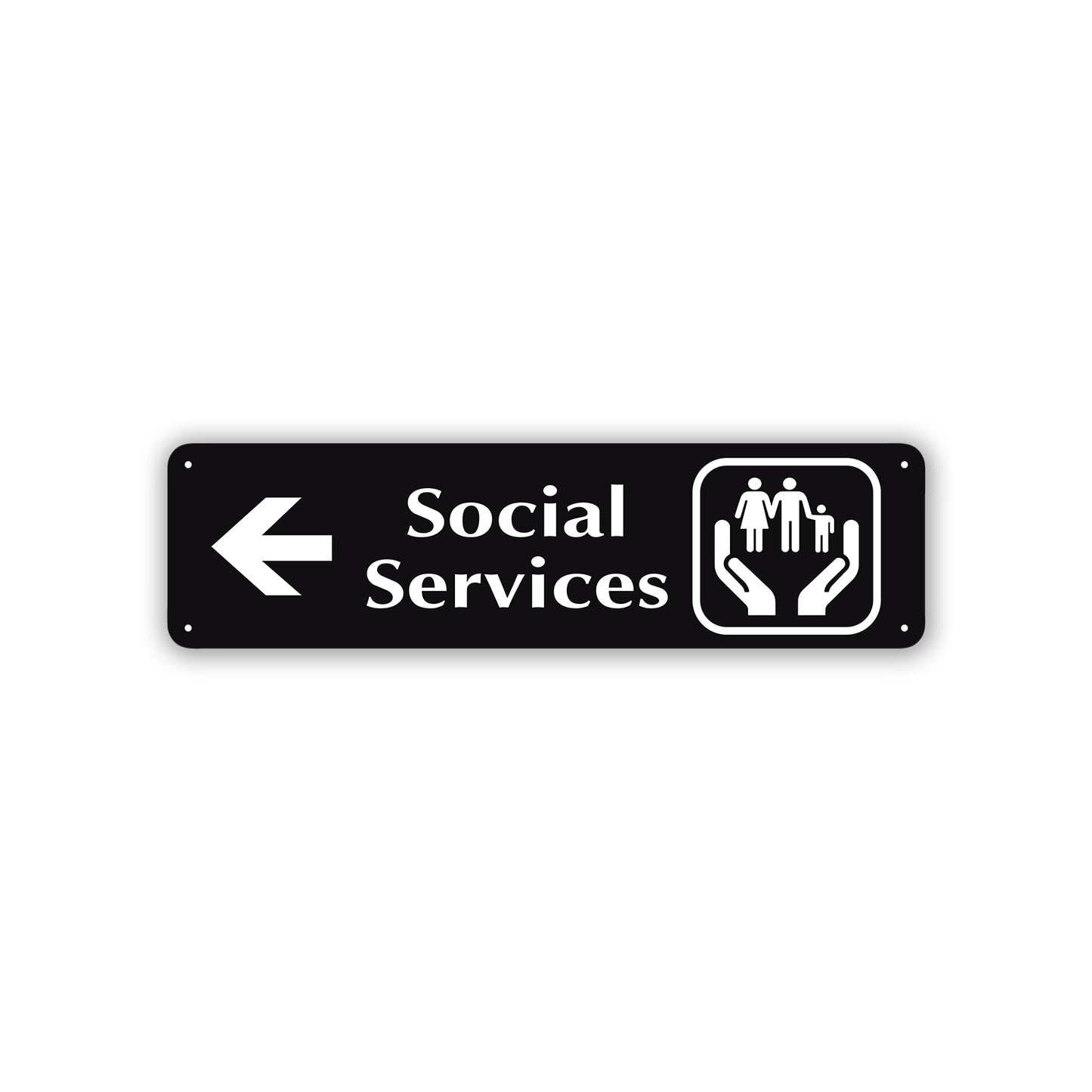 Social Services Left Arrow Aluminum Metal Sign Black