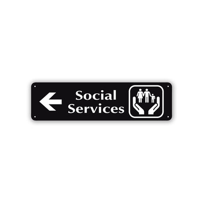 Social Services Left Arrow Aluminum Metal Sign Black