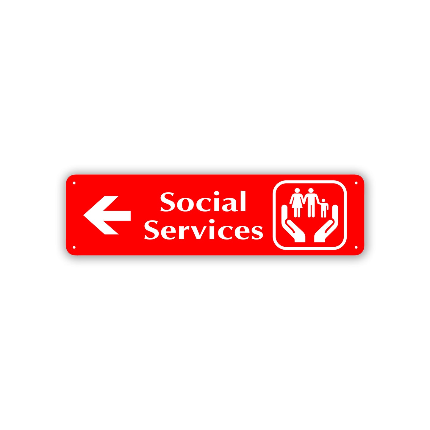 Social Services Left Arrow Aluminum Metal Sign Red