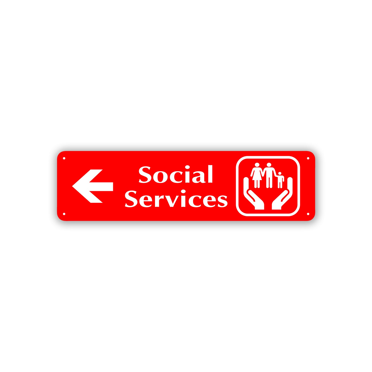 Social Services Left Arrow Aluminum Metal Sign Red