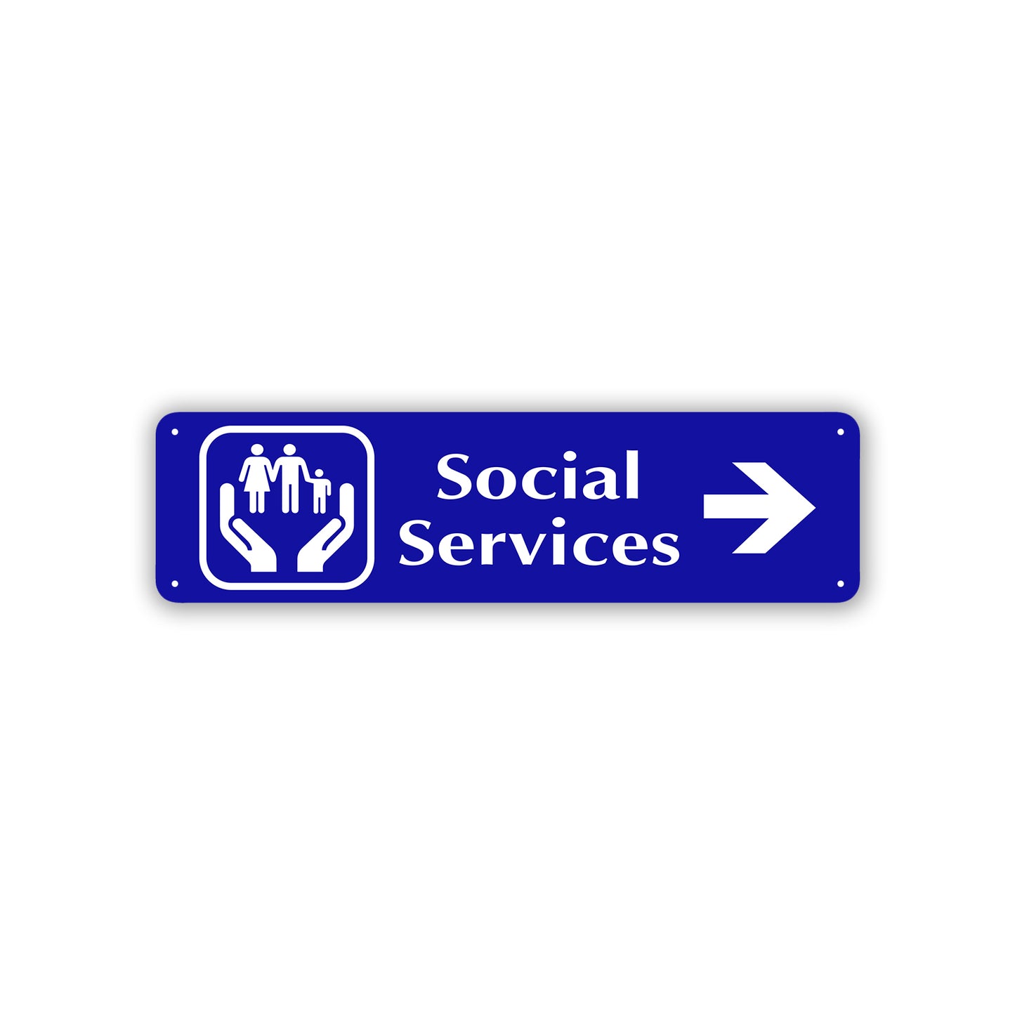 Social Services Right Arrow Aluminum Street Sign Blue