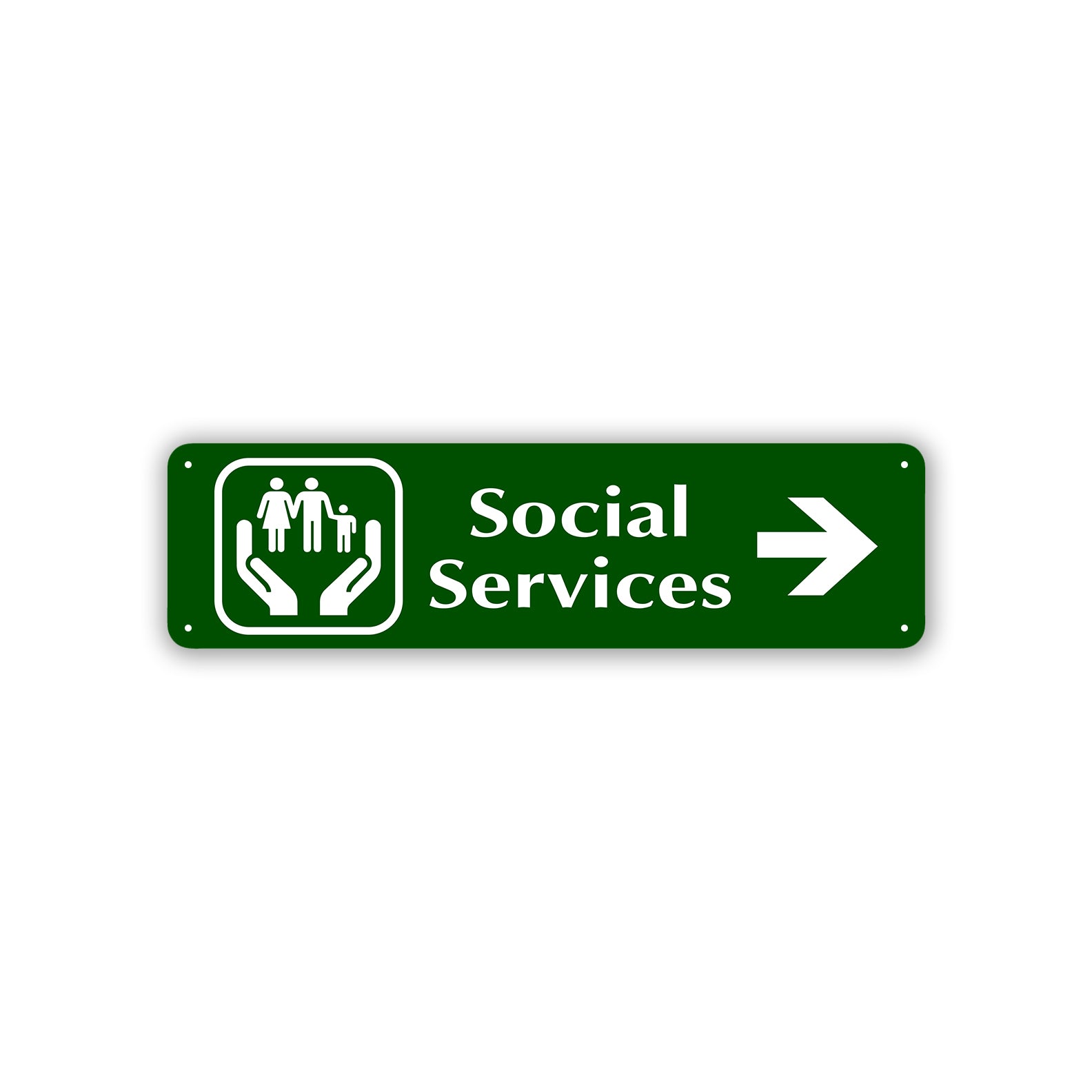 Social Services Right Arrow Aluminum Street Sign Green