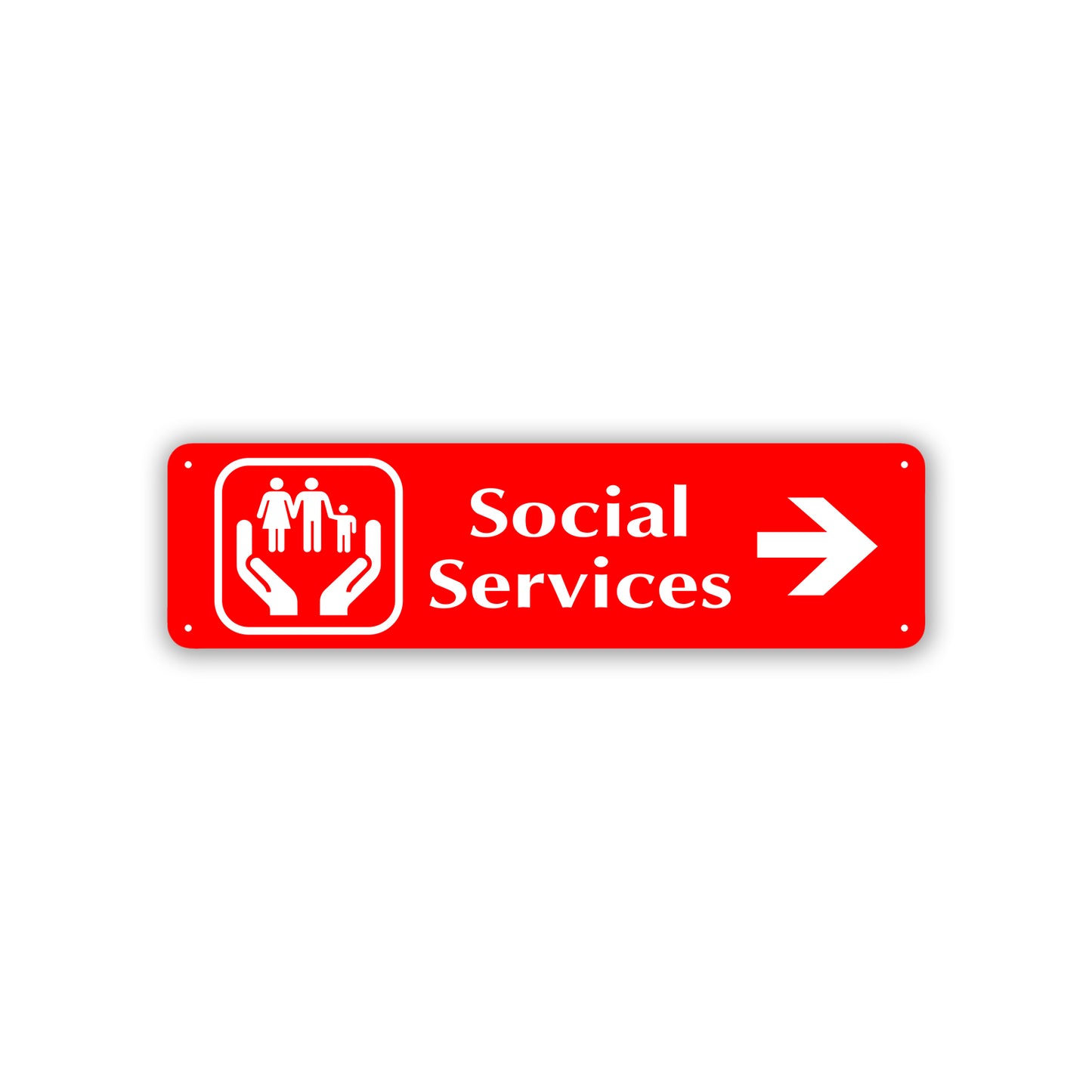 Social Services Right Arrow Aluminum Street Sign Red